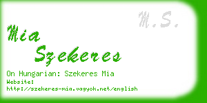 mia szekeres business card